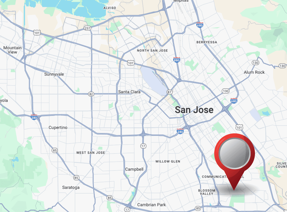 A Google Map of the San Jose service area with a pin marking your business location.