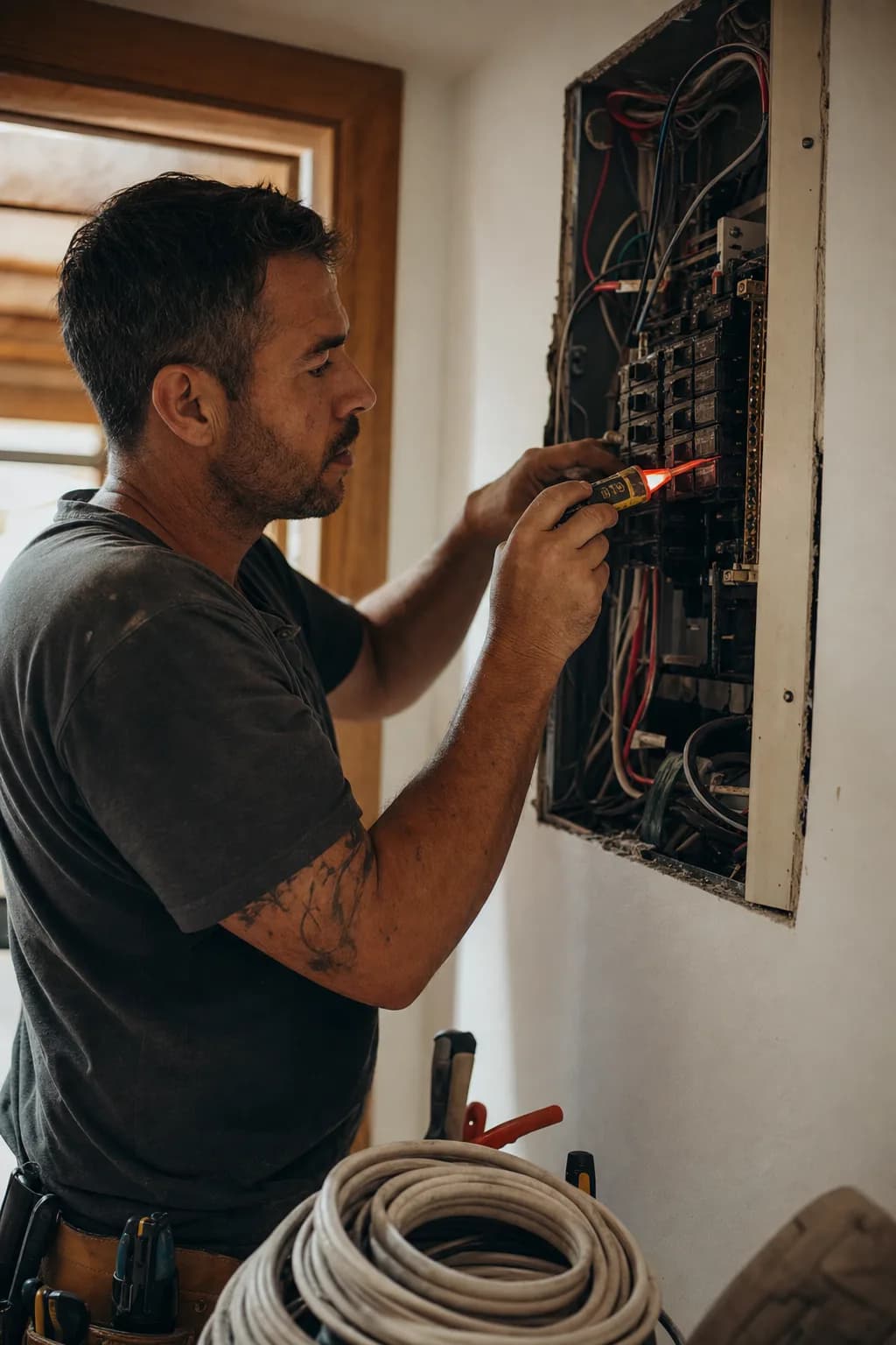 A electrical professional at work