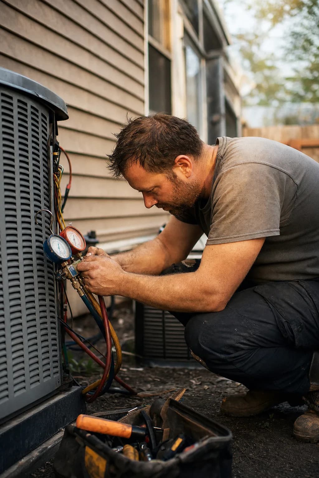 A hvac professional at work