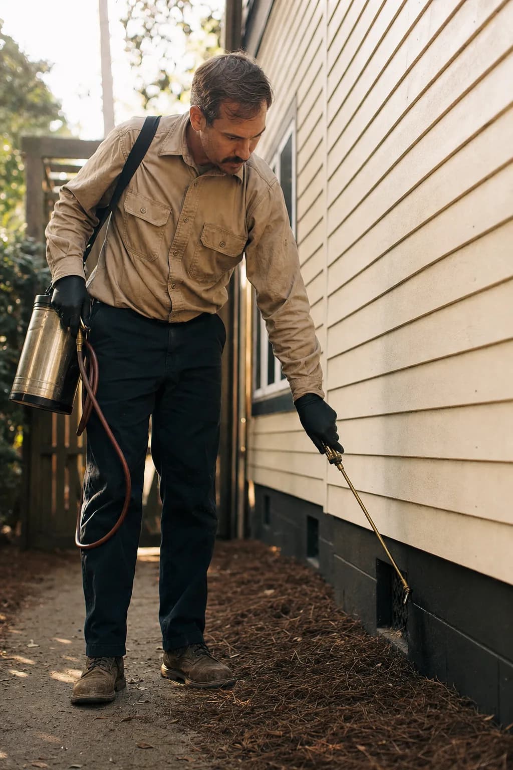 A pest control professional at work