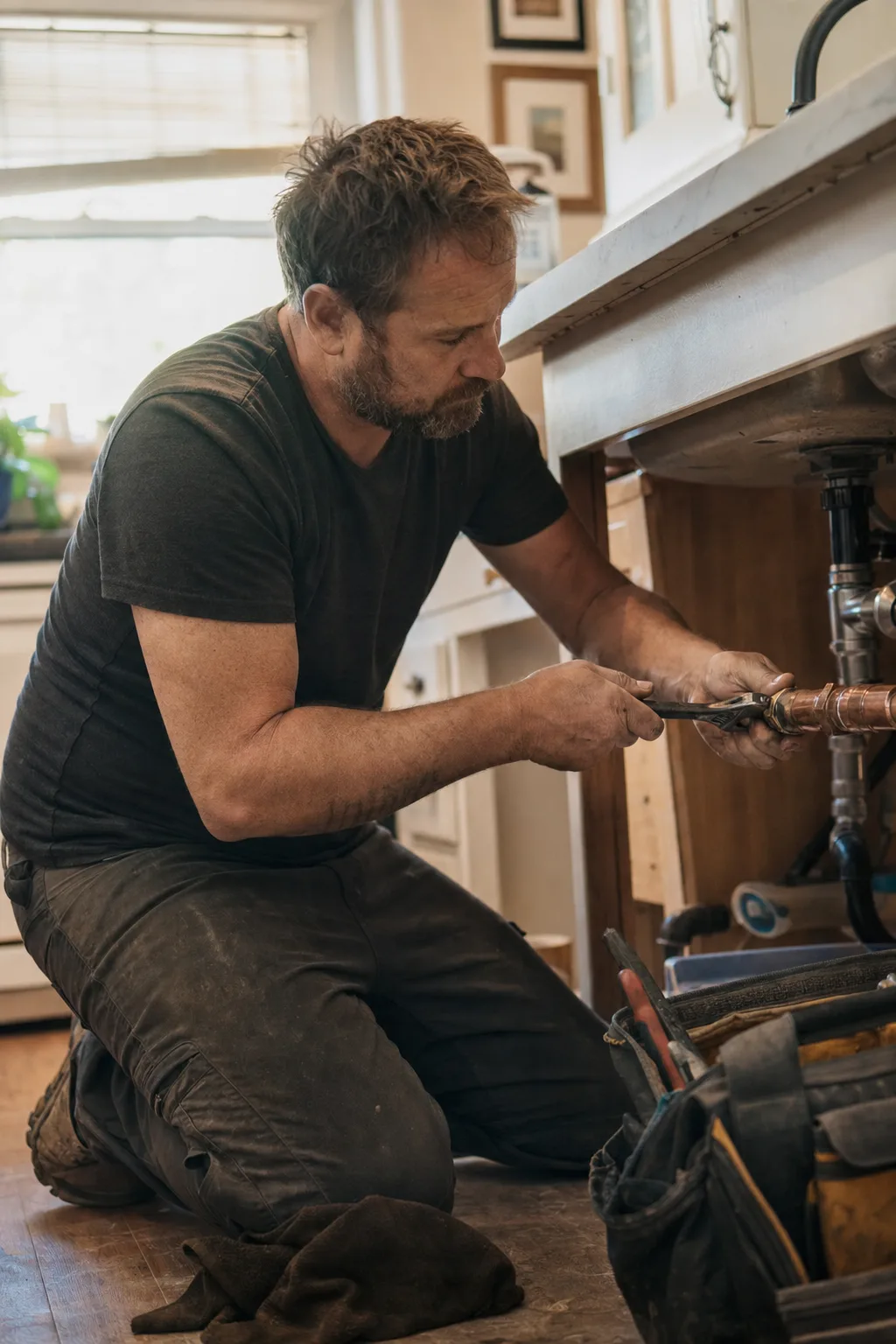 A plumbing professional at work