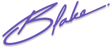 Elegant signature of "Blake" designed in a stylish purple cursive font on a transparent background, enhancing the visual appeal of the homepage.