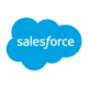 The Salesforce logo features the word "salesforce" in white lowercase letters, elegantly set inside a blue cloud shape, enhanced with subtle 3D animation for a modern touch.