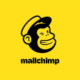 The Mailchimp logo features a smiling chimp in a hat, winking on a yellow background. Enhanced with subtle 3D animation, the text "mailchimp" sits boldly beneath in black letters.